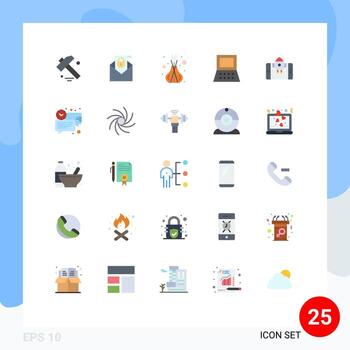 Set of 25 Vector Flat Colors on Grid for start mobile relax app computer Editable Vector Design Elements