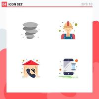 User Interface Pack of 4 Basic Flat Icons of storm estate carpenter worker device Editable Vector Design Elements