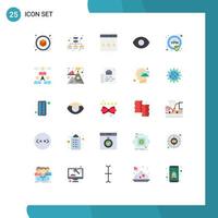 Mobile Interface Flat Color Set of 25 Pictograms of user vpn optimization security view Editable Vector Design Elements