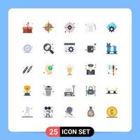 Group of 25 Flat Colors Signs and Symbols for technology cloud target measuring cooking Editable Vector Design Elements