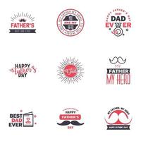 las tarjetas de felicitación del día del padre feliz establecen 9 letras tipográficas vectoriales en negro y rosa utilizables para imprimir pancartas eres el mejor diseño de texto de papá elementos de diseño vectorial editables vector