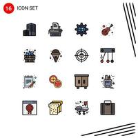 conjunto de 16 iconos de interfaz de usuario modernos signos de símbolos para música de violín configuración de instrumentos globales elementos de diseño de vectores creativos editables