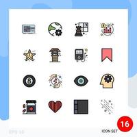 paquete de iconos de vector de stock de 16 signos y símbolos de línea para elementos de diseño de vector creativo editable de hobby de retorno de red de seo oceánico