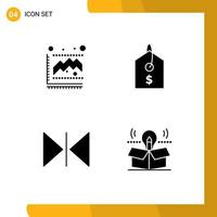 4 Thematic Vector Solid Glyphs and Editable Symbols of diagram mirror statistics tag package Editable Vector Design Elements
