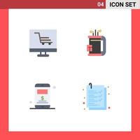 Group of 4 Flat Icons Signs and Symbols for development mobile startup equipment dollar Editable Vector Design Elements