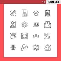 User Interface Pack of 16 Basic Outlines of floor workflow birdhouse work process Editable Vector Design Elements