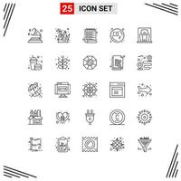 Universal Icon Symbols Group of 25 Modern Lines of artist waste list pollution co Editable Vector Design Elements