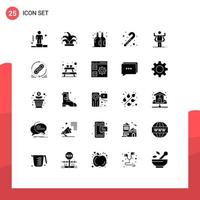 Set of 25 Commercial Solid Glyphs pack for organization human beer ability toy Editable Vector Design Elements