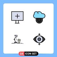 4 Creative Icons Modern Signs and Symbols of aim coffee warning protection flash Editable Vector Design Elements