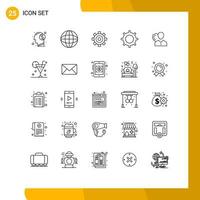 25 Universal Lines Set for Web and Mobile Applications employee setting general set basic Editable Vector Design Elements