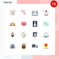 conjunto de pictogramas de 16 colores planos simples del paquete editable del día de la propuesta de grupo de anillos de automóviles de elementos de diseño de vectores creativos