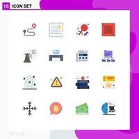 Flat Color Pack of 16 Universal Symbols of hobby chess candy diagonal cross Editable Pack of Creative Vector Design Elements