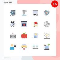 Pack of 16 Modern Flat Colors Signs and Symbols for Web Print Media such as camera scince animation slustion atoumated Editable Pack of Creative Vector Design Elements