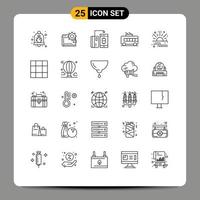 25 User Interface Line Pack of modern Signs and Symbols of bus money money digital cashless Editable Vector Design Elements