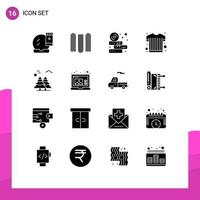 Solid Glyph Pack of 16 Universal Symbols of canada alpine books sports wear sports clothing Editable Vector Design Elements