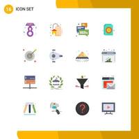 Mobile Interface Flat Color Set of 16 Pictograms of arrow target messages settings file Editable Pack of Creative Vector Design Elements