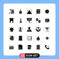 25 Universal Solid Glyph Signs Symbols of watch note development book pakistan mosque Editable Vector Design Elements