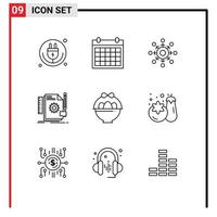 Modern Set of 9 Outlines and symbols such as develop creative contact us presentation connect Editable Vector Design Elements