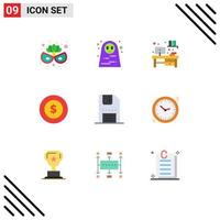 Flat Color Pack of 9 Universal Symbols of save floppy office download global Editable Vector Design Elements