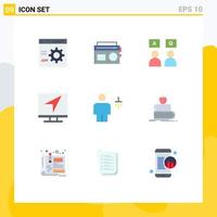 Set of 9 Commercial Flat Colors pack for online email media computer qa Editable Vector Design Elements