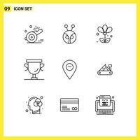 Set of 9 Modern UI Icons Symbols Signs for minimize prize crypto currency award spring Editable Vector Design Elements