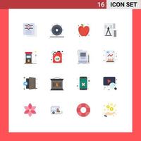 16 Universal Flat Color Signs Symbols of fuel geometry ui tool compass Editable Pack of Creative Vector Design Elements