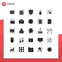 Solid Glyph Pack of 25 Universal Symbols of science comet protection right four Editable Vector Design Elements