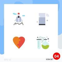 Stock Vector Icon Pack of 4 Line Signs and Symbols for rocket love internet things lab Editable Vector Design Elements