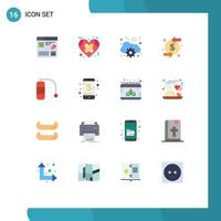 16 User Interface Flat Color Pack of modern Signs and Symbols of investment chargeback heart back wifi Editable Pack of Creative Vector Design Elements