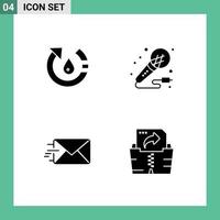 paquete de iconos de vector de stock de 4 signos y símbolos de línea para elementos de diseño de vector editables de correo de micrófono de naturaleza nocturna