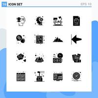 16 Thematic Vector Solid Glyphs and Editable Symbols of report document mind corporate business Editable Vector Design Elements