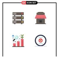 Pictogram Set of 4 Simple Flat Icons of database graph hosting shop computing Editable Vector Design Elements