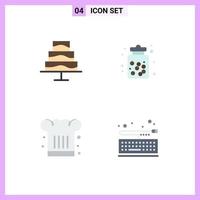 Universal Icon Symbols Group of 4 Modern Flat Icons of editor chef candy food cook Editable Vector Design Elements