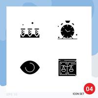 Set of 4 Vector Solid Glyphs on Grid for screw face hardware time vision Editable Vector Design Elements