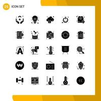 Universal Icon Symbols Group of 25 Modern Solid Glyphs of switch on great idea off technology Editable Vector Design Elements