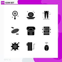 Set of 9 Vector Solid Glyphs on Grid for communication space trouser science shopping Editable Vector Design Elements