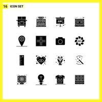 Group of 16 Solid Glyphs Signs and Symbols for setting online store web web laptop Editable Vector Design Elements