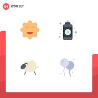 Modern Set of 4 Flat Icons Pictograph of cookie wool designer spray balloon Editable Vector Design Elements