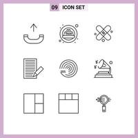 Modern Set of 9 Outlines and symbols such as scince model plaster forecasting letter Editable Vector Design Elements