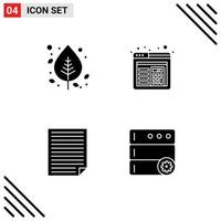 Set of 4 Vector Solid Glyphs on Grid for autumn homework nature layout paper Editable Vector Design Elements