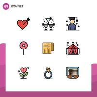 Modern Set of 9 Filledline Flat Colors and symbols such as modern business graduate pin location Editable Vector Design Elements