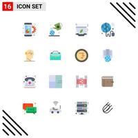 Stock Vector Icon Pack of 16 Line Signs and Symbols for brain wifi farming iot food Editable Pack of Creative Vector Design Elements