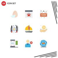 Universal Icon Symbols Group of 9 Modern Flat Colors of boat writer development pay articles Editable Vector Design Elements