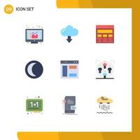 9 Creative Icons Modern Signs and Symbols of browser night design nature web Editable Vector Design Elements