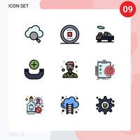 Mobile Interface Filledline Flat Color Set of 9 Pictograms of goals professor shipping master phone Editable Vector Design Elements