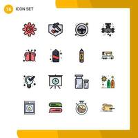 User Interface Pack of 16 Basic Flat Color Filled Lines of fly plumbing helm plumber leak Editable Creative Vector Design Elements