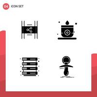 Pictogram Set of 4 Simple Solid Glyphs of distribution rack pp sauna baby Editable Vector Design Elements