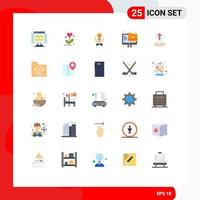 25 Universal Flat Color Signs Symbols of screen folder solution archive idea Editable Vector Design Elements