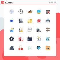paquete de 25 signos y símbolos de colores planos modernos para medios de impresión web, como análisis de gráficos de construcción, elementos de diseño de vectores editables en vivo
