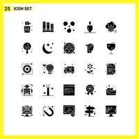 Pictogram Set of 25 Simple Solid Glyphs of setting tools shelves rake equipment Editable Vector Design Elements